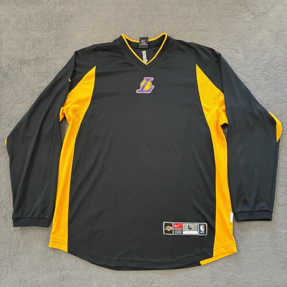 Vintage Nike Team Los Angeles Lakers Black Gold Warm Up Shirt Men's Size Large